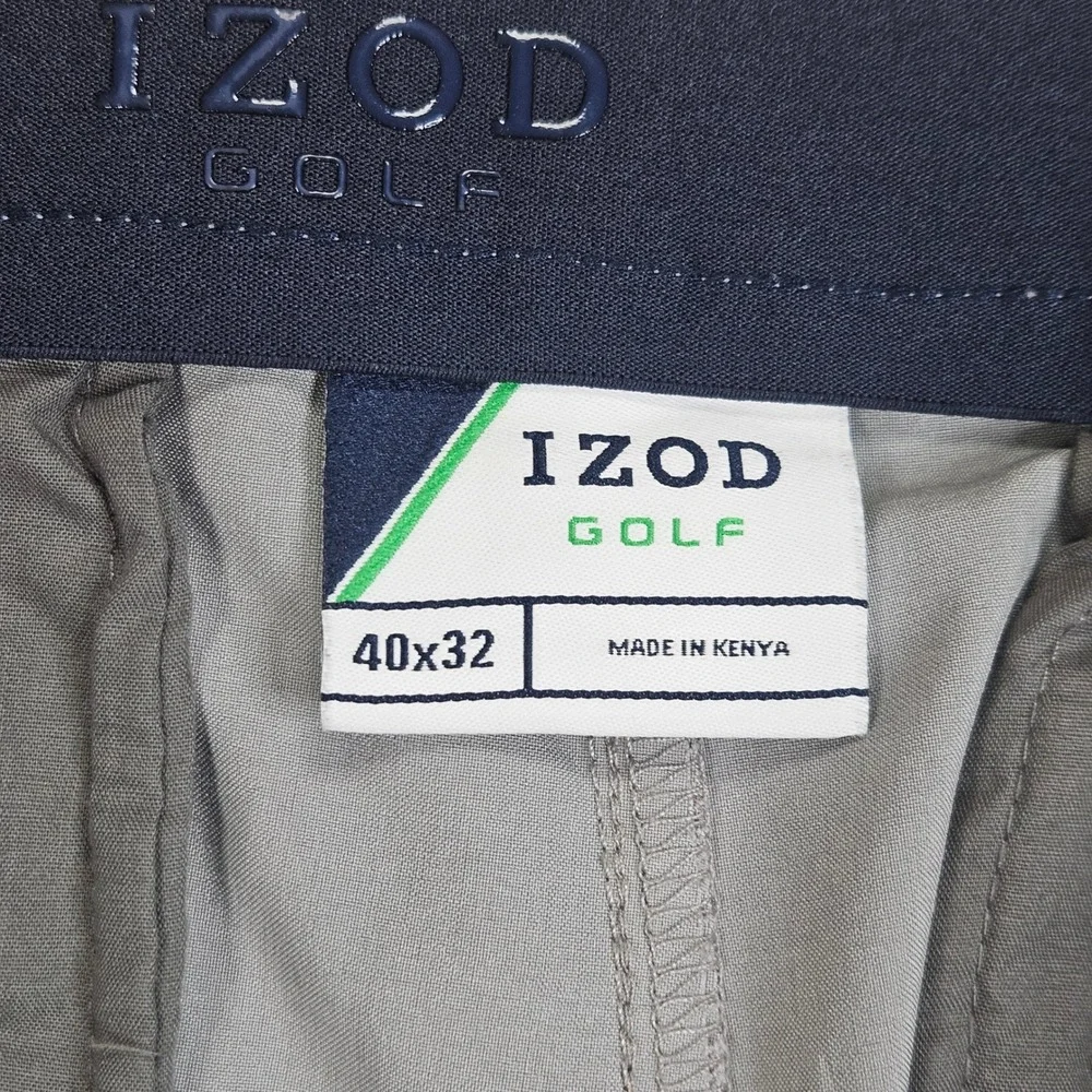 Lot of 2 IZOD Golf Pants Men 40x32 Black Performance Flat Front Stretch Trousers